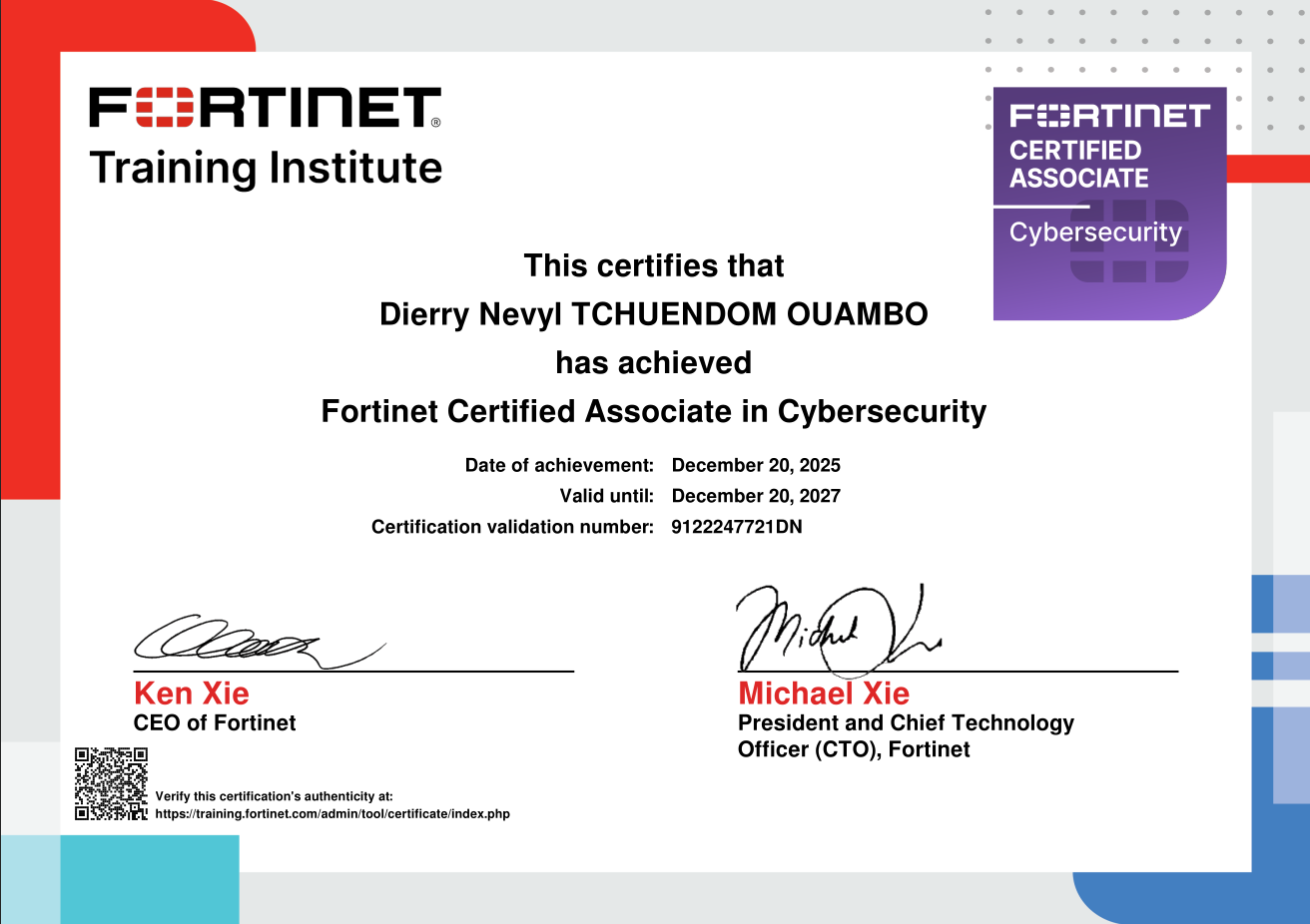  Fortinet Certified Associate in Cybersecurity
