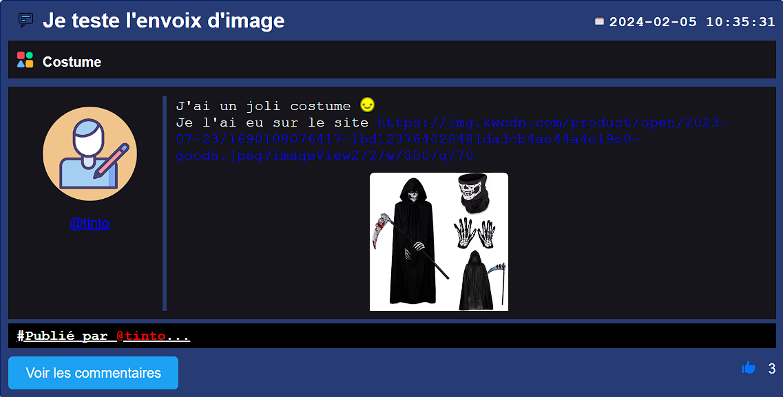 Création d'un Forum d'échange sur les Costumes Halloween